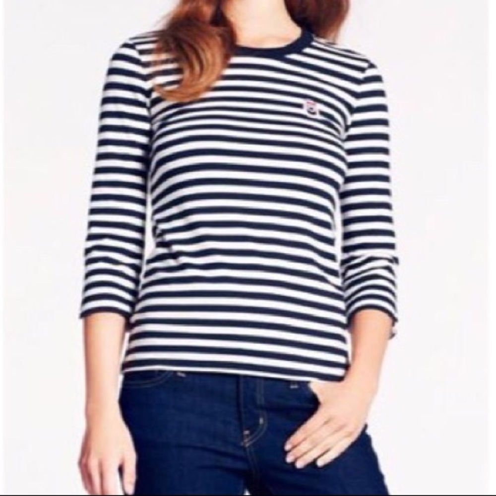 Kate Spade x Darcel 3/4 Sleeve Striped Crewneck Top Size Small